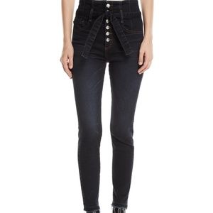 Veronica Beard Dark Slate Wash Keith High Rise Corset Raw Hem Jeans - 30